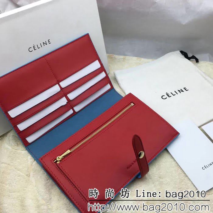 CELINE賽琳原單 專櫃 手掌紋牛皮搭扣拼色錢夾 4148 SL1687